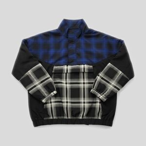 PacSun Blue Black Plaid Windbreaker Pullover Jacket Lightweight Long Sleeve L